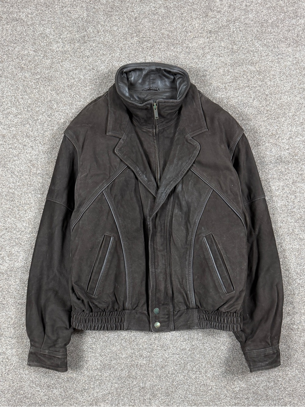Vintage Wilsons Brown Nubuck Leather Bomber Jacket Men’s XL Zip Funnel Neck 90s